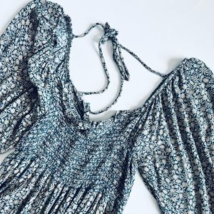 Carly Jean Los Angeles teal and gold Floral Maxi Dress